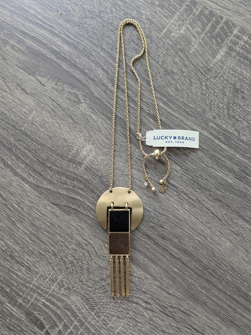 NWT Lucky Brand Gold Tone Semi-precious Stone Pendant Necklace
